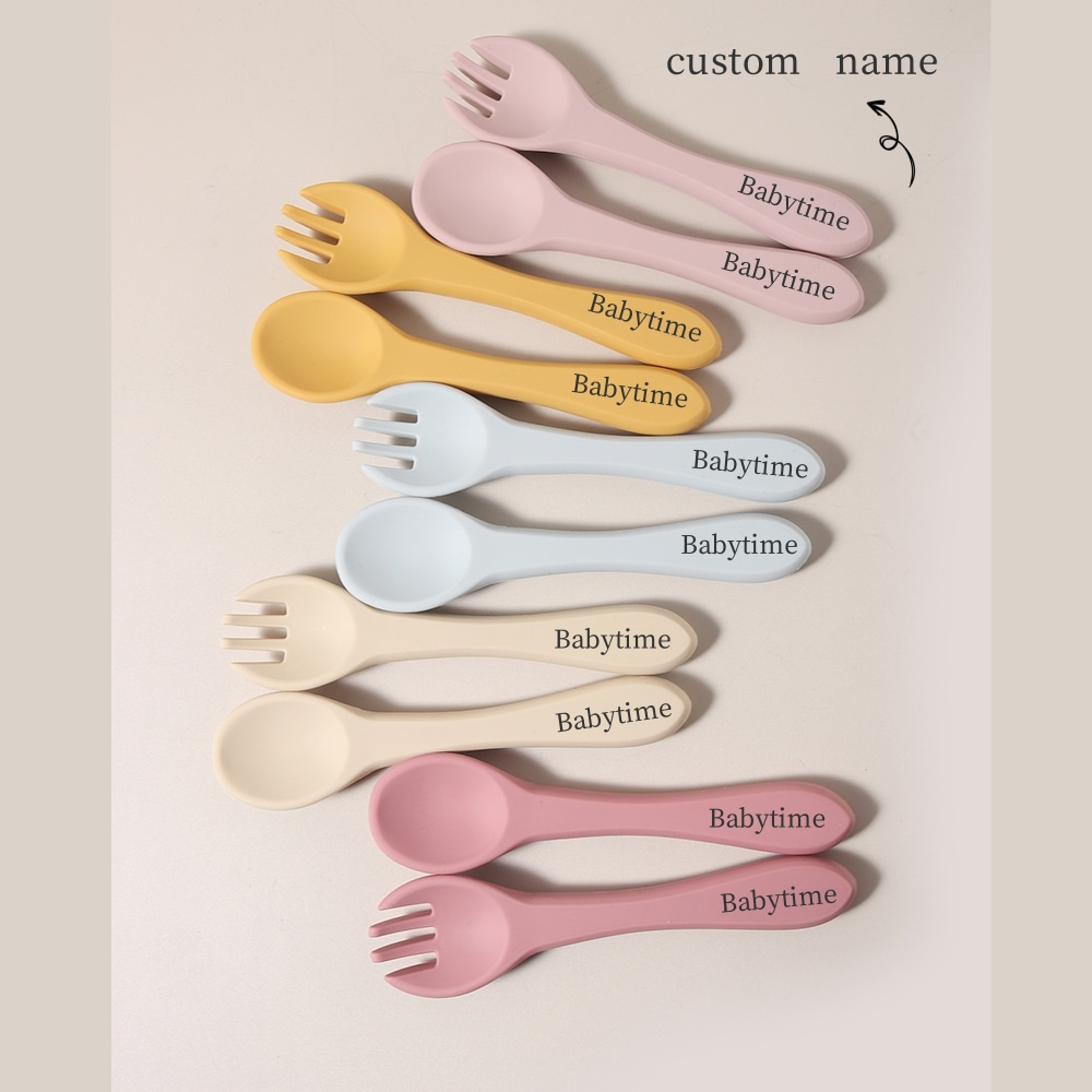 Baby Food Feeder - Custom Name 1 Pair Silicone Spoon