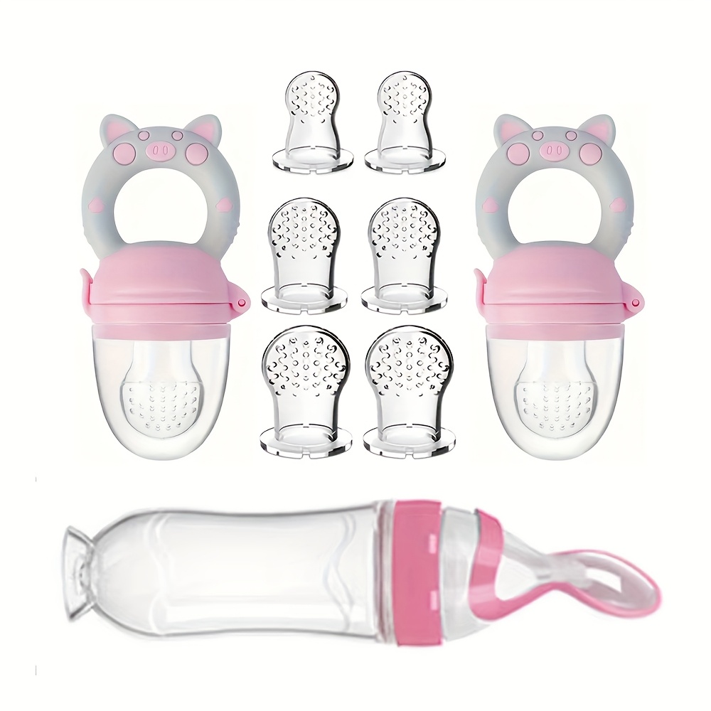 Baby Food Feeder - 9pcs Feeding Cutlery:1 Silicone Feeding Bottle